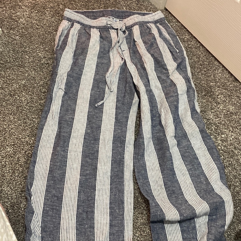 striped linen pants